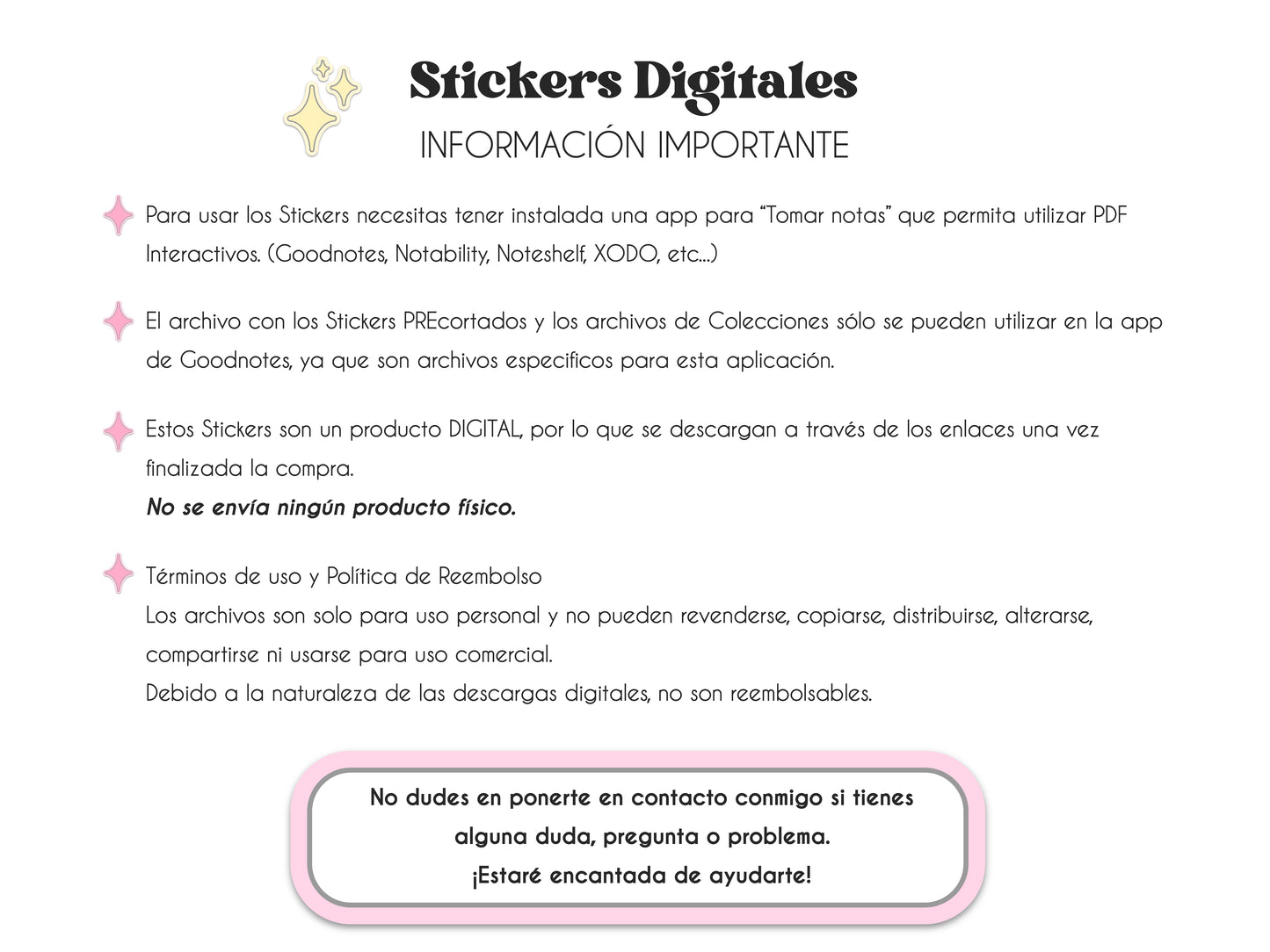 Spanish Words Digital Stickers
