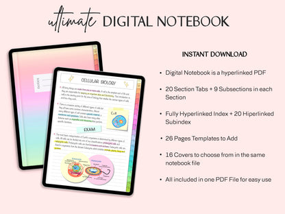 Libreta Digital 20 Secciones + Digital Stickers Notes