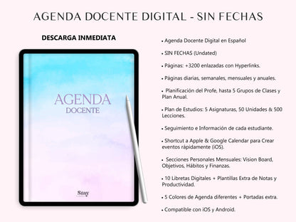 Agenda Docente Digital SIN FECHAS (ESPAÑOL)