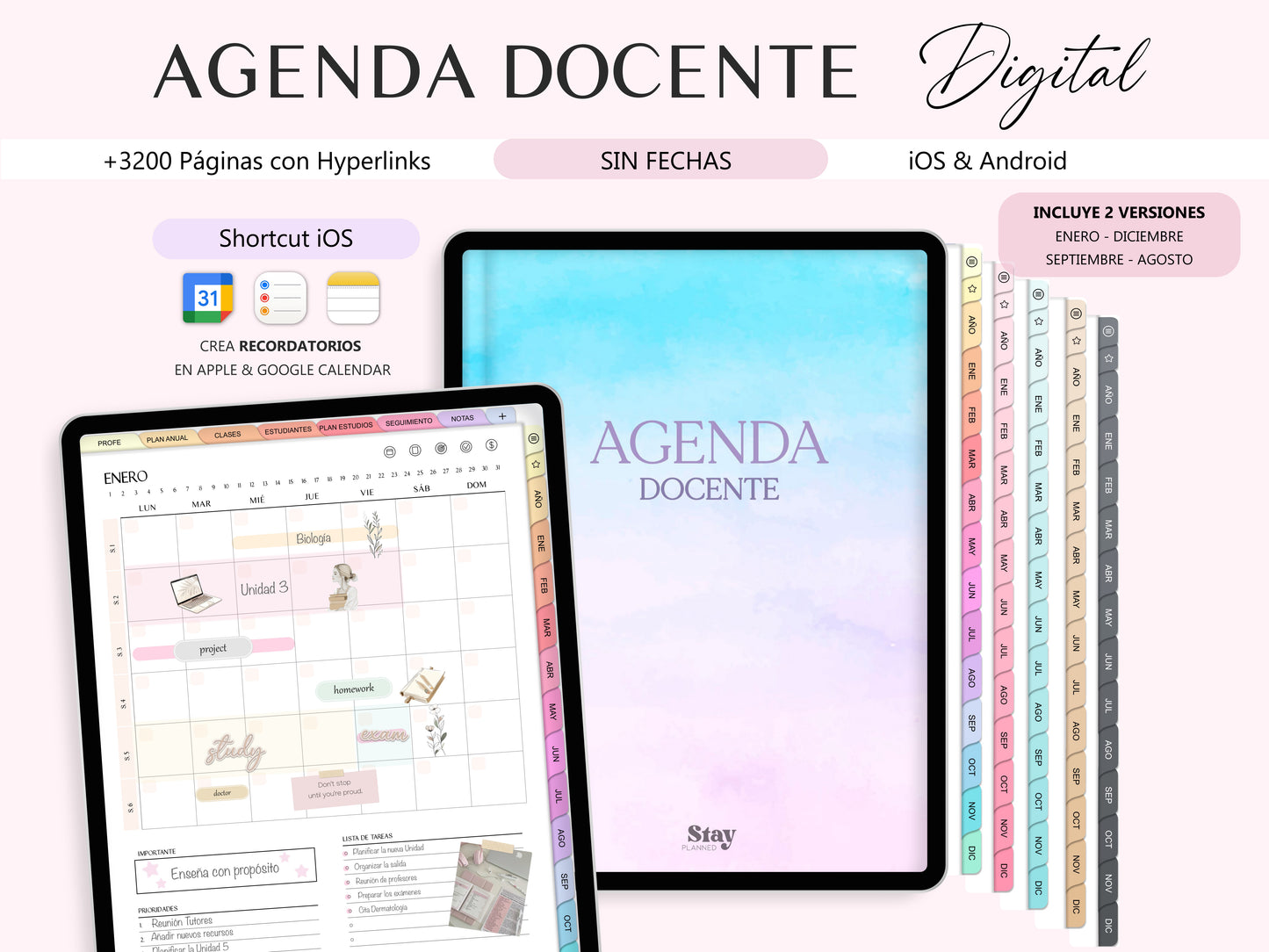 Agenda Docente Digital SIN FECHAS (ESPAÑOL)