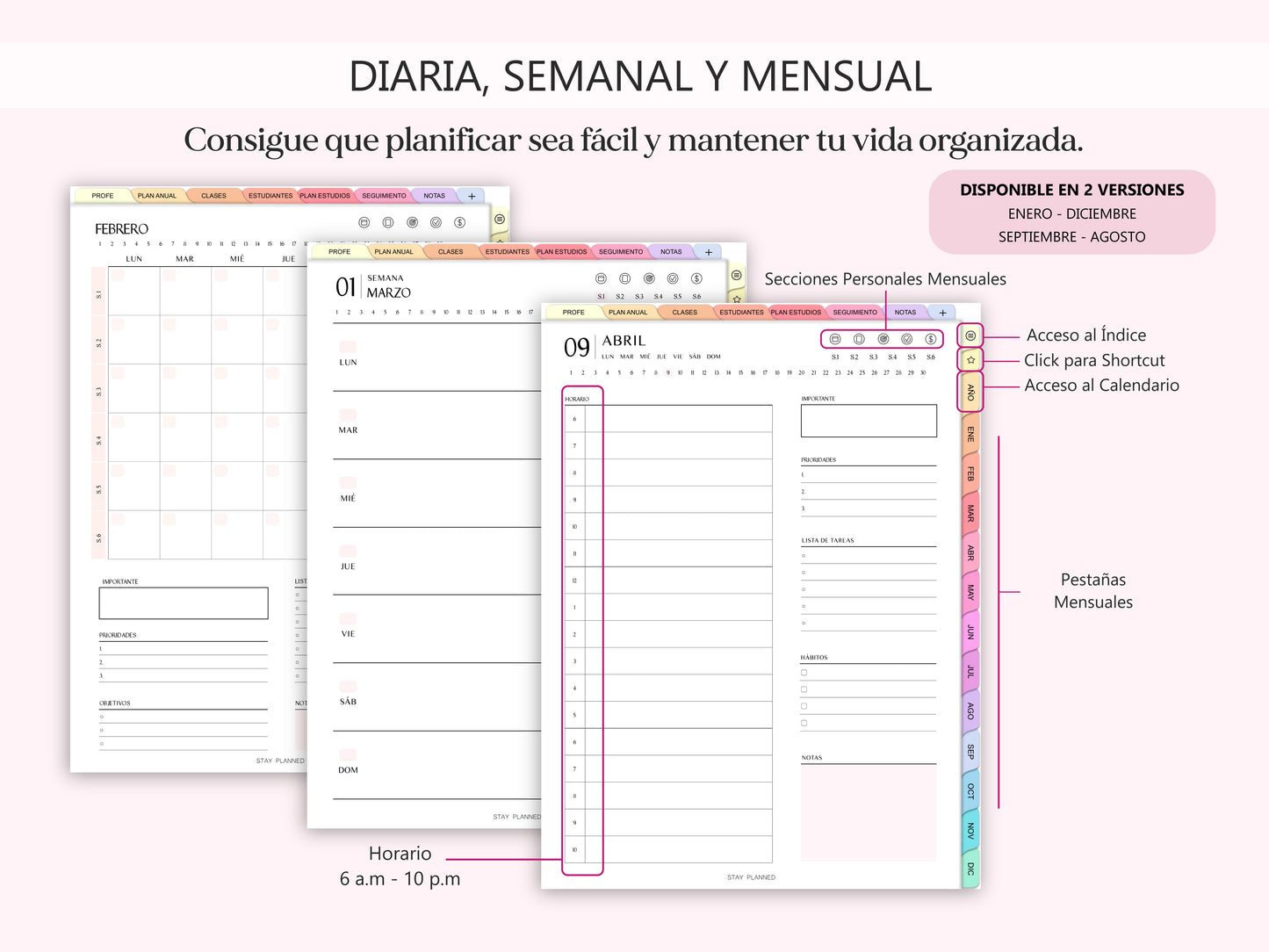 Agenda Docente Digital SIN FECHAS (ESPAÑOL)