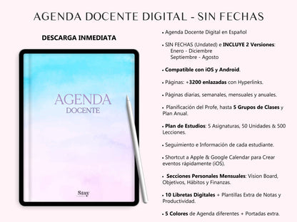 Agenda Docente Digital SIN FECHAS (ESPAÑOL)