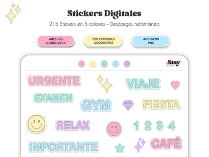 Spanish Words Digital Stickers
