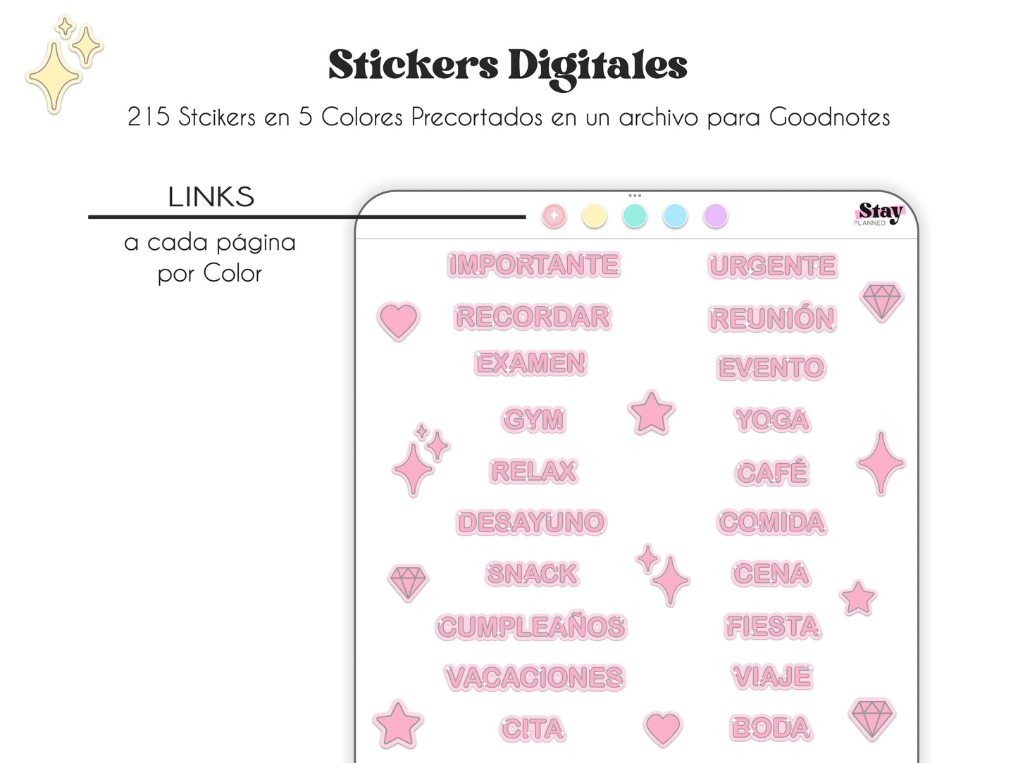 Spanish Words Digital Stickers